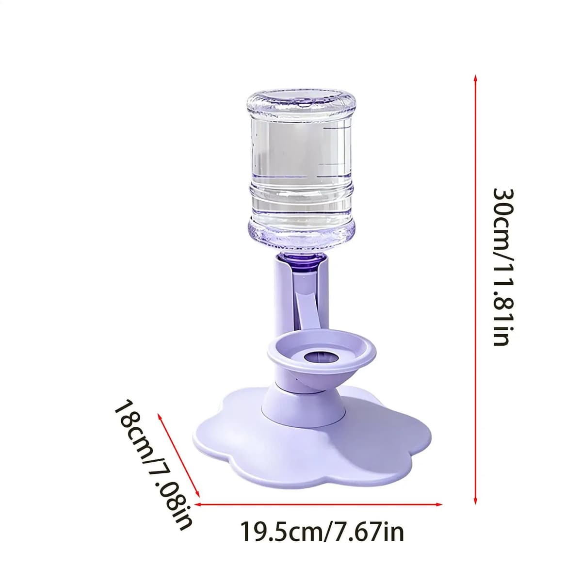 Cat water dispenser stand shown from the side